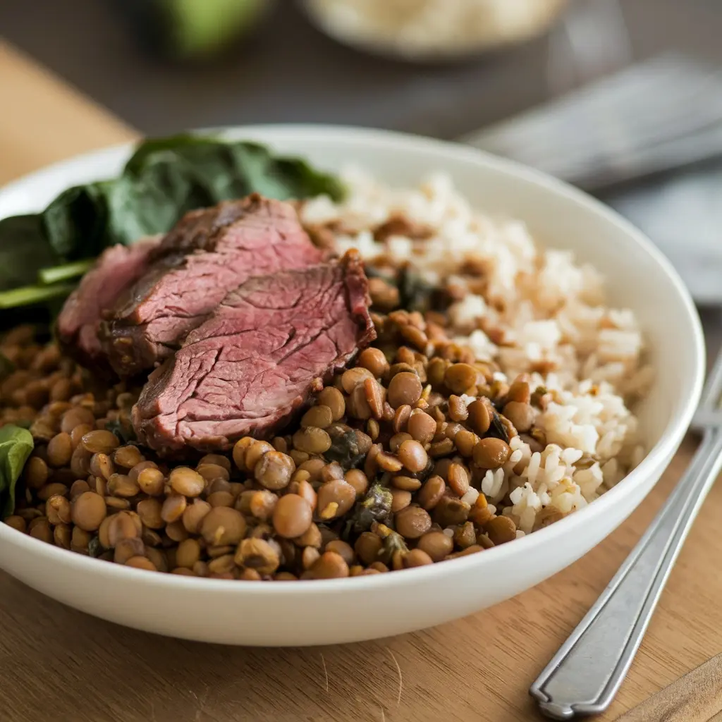 Lamb Lentils Rice Spinach Recipe