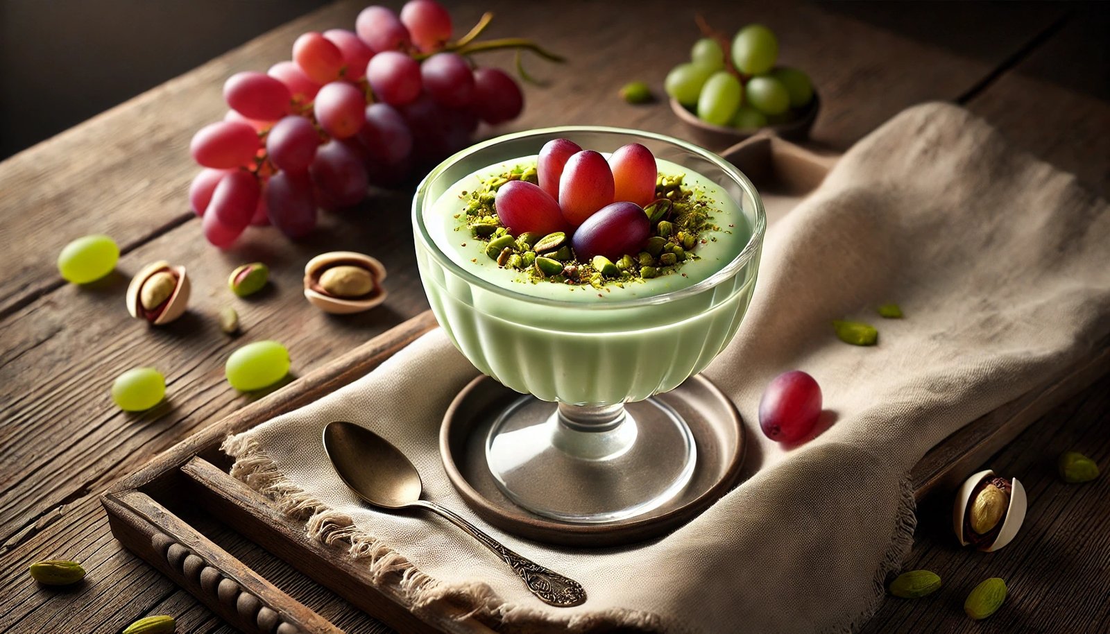 Pistachio Pudding Recipe with Grapes